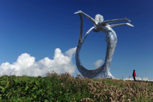 First images of the completed Sculpture 'Arria' which is situated alongside the A80 at Cumbernauld outside Glasgow in ScotlandFirst images of the completed Sculpture 'Arria' which is situated alongside the A80 at Cumbernauld outside Glasgow in Scotland